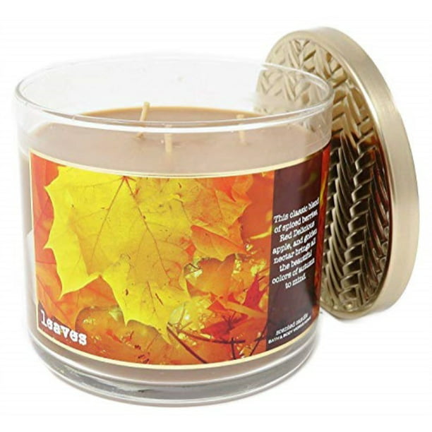 Bath & Body Works Home Leaves Scented 3 Wick 14.5 Ounce Candle Limited
