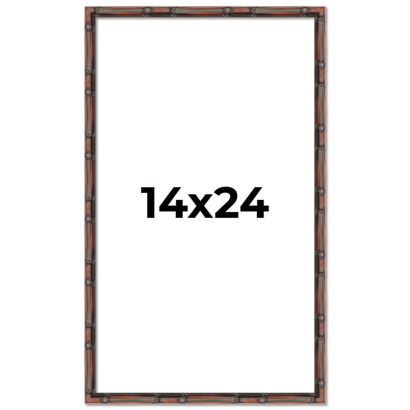 14x24 Frame Brown Bamboo with Dark Coffee/Walnut Finish | Solid Wood Picture Frame Width 0.75