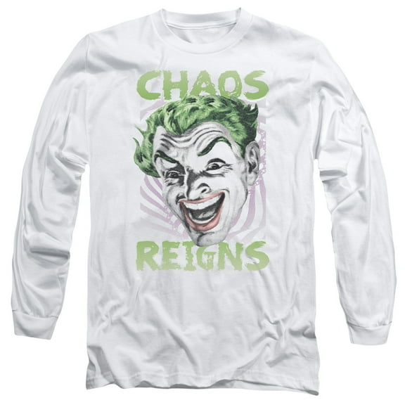 Batman Classic TV Chaos Reigns Long Sleeve Adult 18/1 T-Shirt-White
