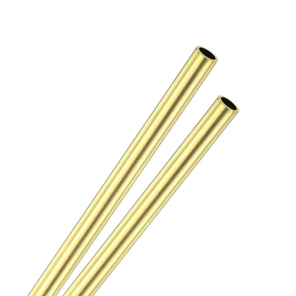 Uxcell 2-Pack 200mm Brass Round Tube, 5mm OD 0.5mm Wall Thickness H65 Brass Seamless Tubing for Construction/Machining/DIY Crafting