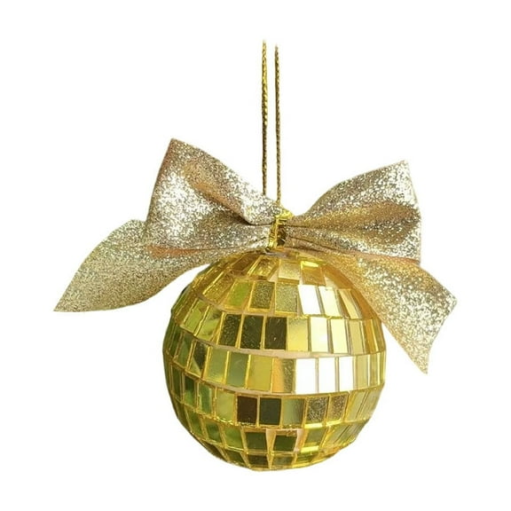 Luoshdecor Mini Christmas Disco Bow Balls,Christmas Tree Decoration Hanging Ornaments for Birthday Party Decor