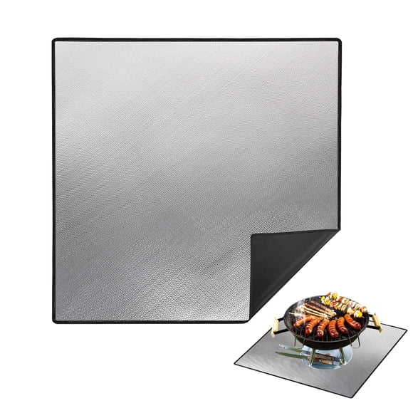 40" Square Fire Pit Mat Grill Mat,DocSafe Fireproof Mat 3 Layers Fire Pit Pad for Deck Patio Grass Outdoor Wood Burning Fire Pit and BBQ Smoker,Easy to Clean,Black & Silver