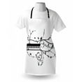 thumbnail image 4 of Music Apron, Art Professions Melody Symbol Keyboard Curlicue Motifs on Plain Backdrop, Unisex Kitchen Bib with Adjustable Neck for Cooking Gardening, Adult Size, White and Charcoal Grey, by Ambesonne, 4 of 4