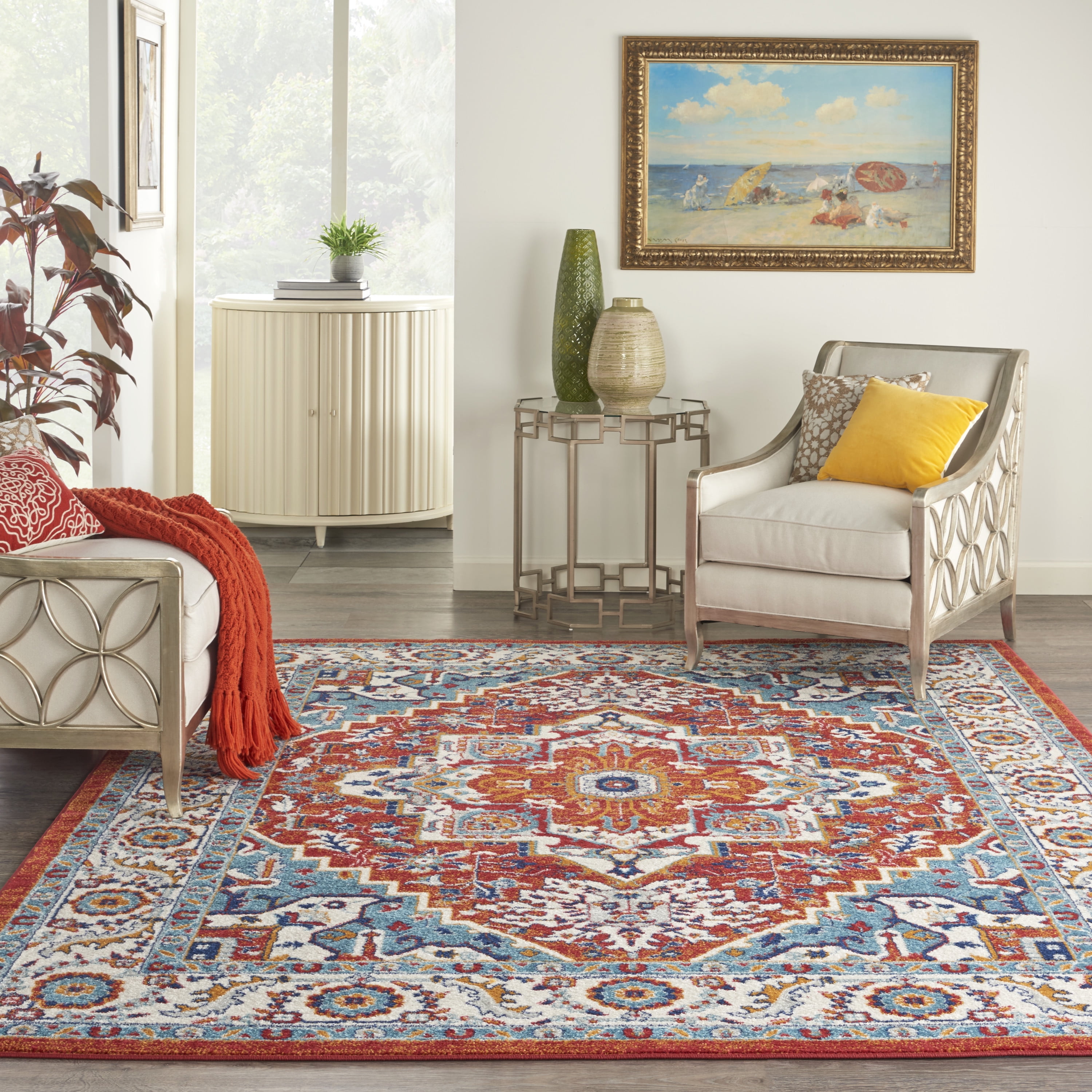 Nourison Passion Red Multi Colored Area Rug, 8' x 10'