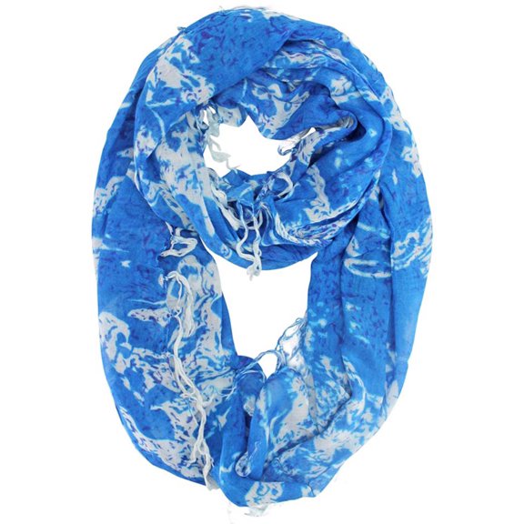 Blue Summer Print Wispy Infinity Scarf
