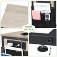 thumbnail image 6 of C Shaped End Table with Charging Station, TV Tray Set of 2, Couch Tables with Storage Bag, Slide Under Sofa Side Table with USB Ports and Outlets for Living Room, Grey, 6 of 9