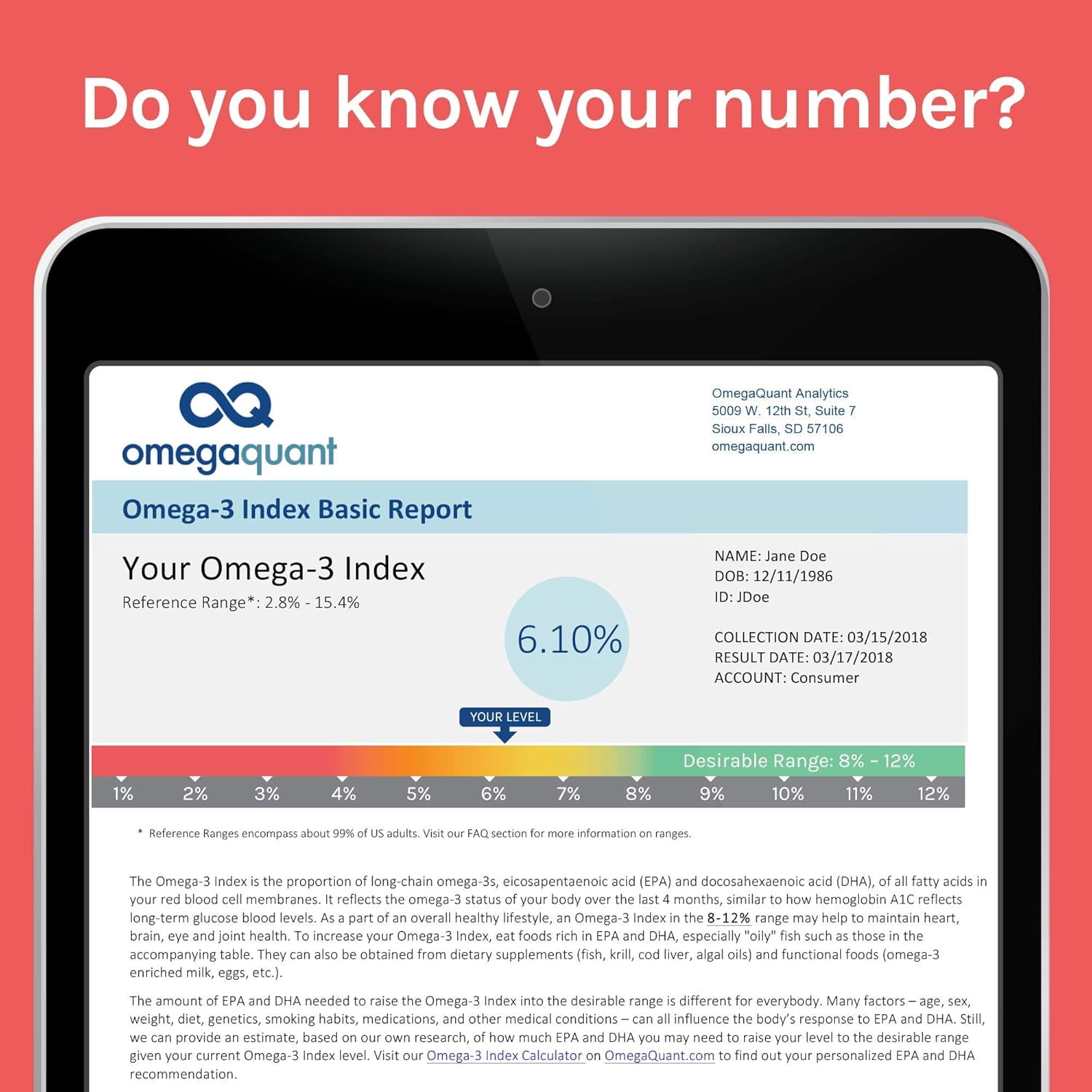Omega Quant Omega-3 Index Basic Test 1 Kit