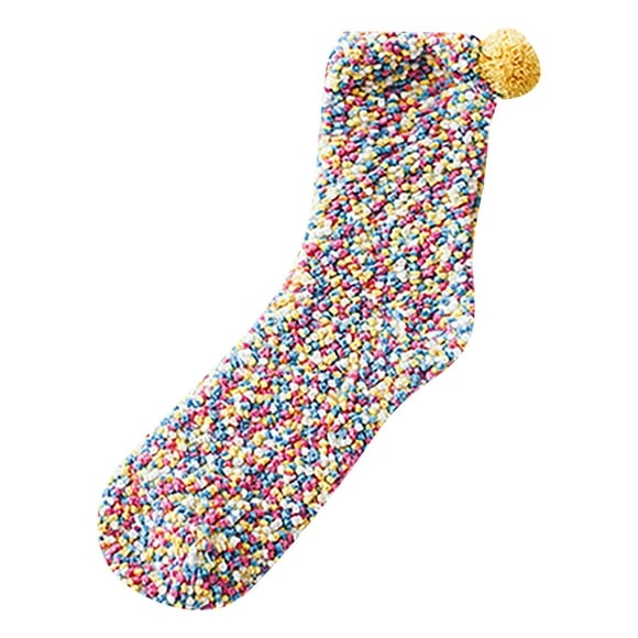 hcuribad Socks for Women, Ladies Cake Coral Fleece Cake Floor Chrysanthemum Yarn Sleeping "Cupcake" With Gift Box, Fuzzy Socks, Ankle Socks for Women Yellow A