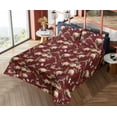 thumbnail image 4 of Ambesonne Nature Fitted & Flat Sheet with Sham 3 Pcs Set, Art Butterfly Protea Flower, Twin XL, Pale Camel Maroon and Black, 4 of 5