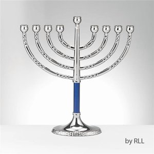 Hammered Accents Classic Elegance Menorah, Blue