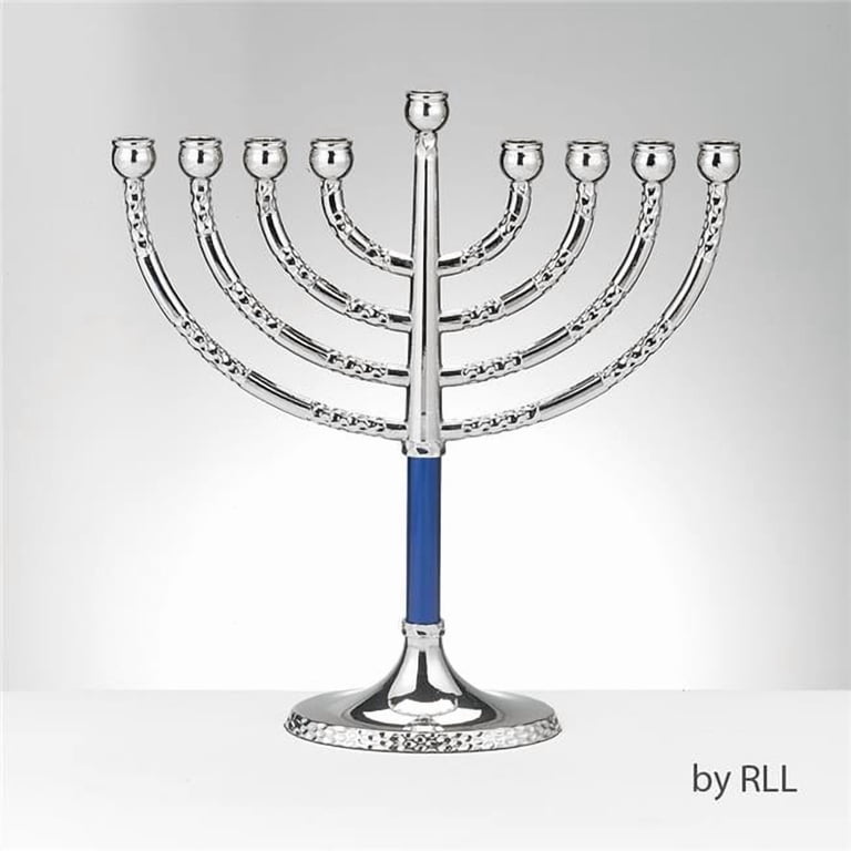 Hammered Accents Classic Elegance Menorah, Blue photo 1