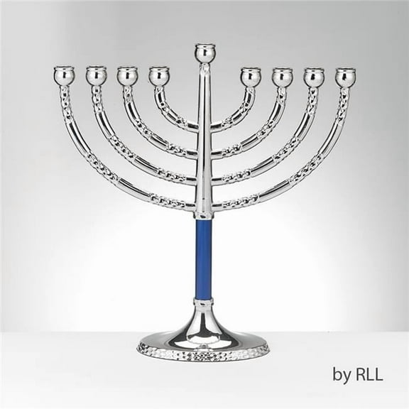 Rite Lite MP-74-BL 7 x 8 in. Hammered Accents Classic Elegance Menorah, Blue - Pack of 3