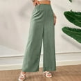 thumbnail image 5 of Lenpel Palazzo Pants for Women Trendy Elastic High Waisted Wide Leg Work Dress Pants Business Casual Trousers(Green,Large), 5 of 5