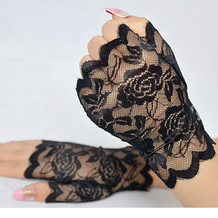

SHUDAGENG Christmas Decorations Thanksgiving Fashion Elegant Style Sun Protection Accessories Lace Hollow-Out Wedding Gloves