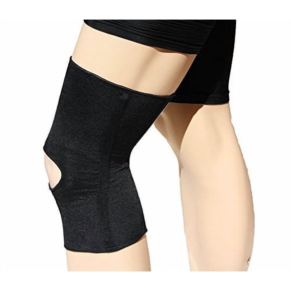 Alpha Medical Genouillère de Compression pour Rotule Ouverte avec Support Anti-Roulis – Stabilisateur de Genou – Soulagement de la Douleur au Genou (Noir Moyen)