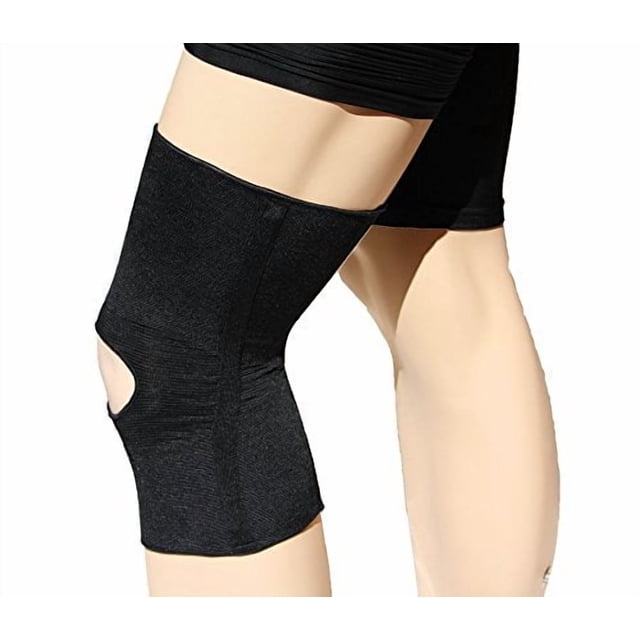Alpha Medical Open Patella Compression Support Knee Brace Sleeve With Anti-Roll Support Stays – Knee Stabilizer – Knee Pain Relief (Medium Black)