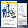 thumbnail image 4 of Supvox Black Steel Rolling Ladder with Platform and Handrails for Industrial Use, 4 of 8