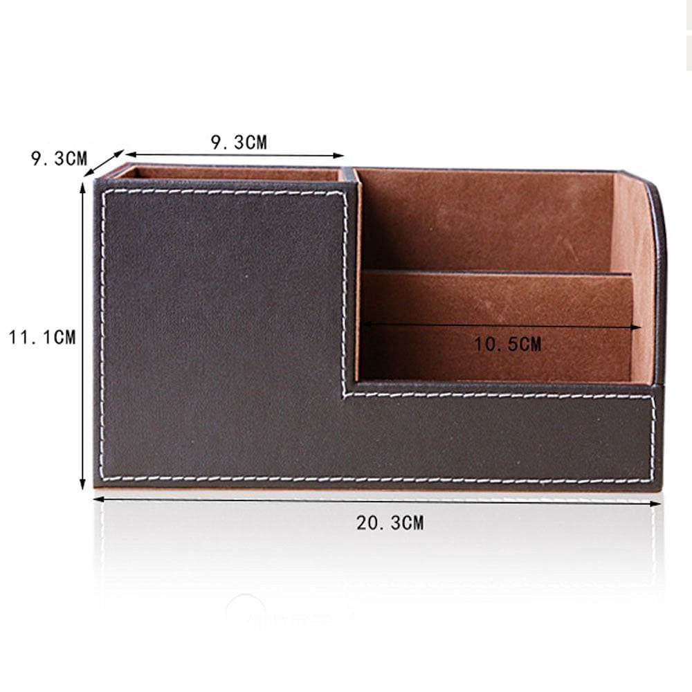3pcs/set Desk Organizer Sets Leatherette Office Accessories Supplies Including Tissue Holder Pencil And Business Name Cards Stand Brown