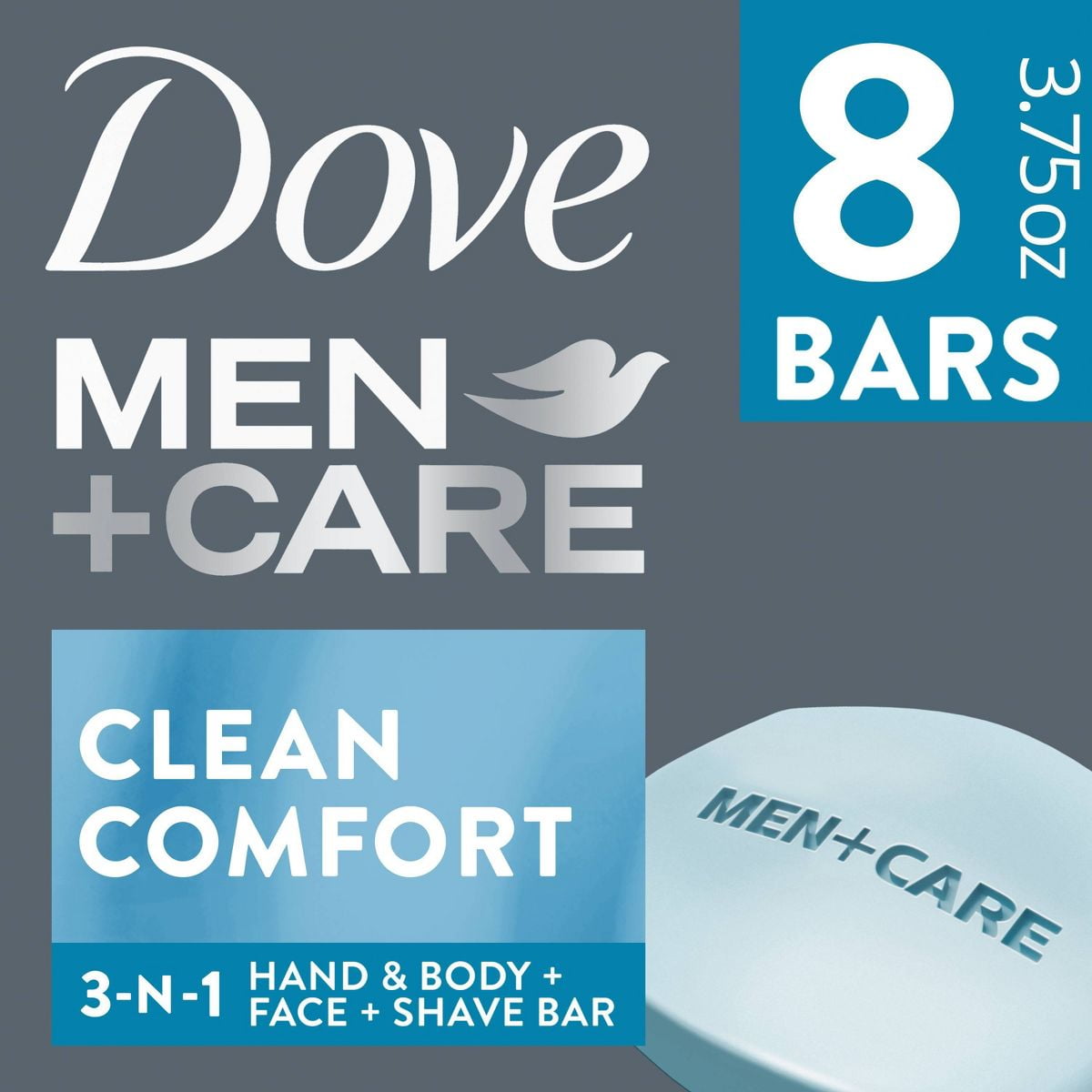 2X - Dove Men+Care Clean Comfort Body Face Bar Soap - 8pk - 3.75oz each