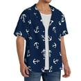 thumbnail image 4 of Disketp Men's Hawaiian Nautical Themed Simple Anchors Print Shirts Button Down Holiday Beach Shirts-Large, 4 of 7