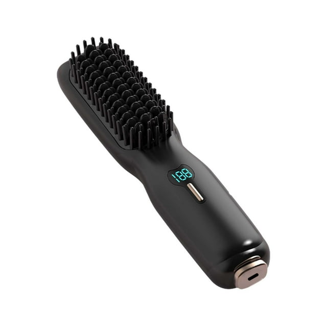 Cepillo alisador de pelo inalámbrico, cepillo alisador de pelo portátil mejorado para mujeres con tamaño de viaje en 1, peine alisador de pelo inalámbrico, recargable por USB