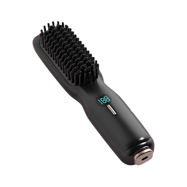 Cepillo alisador de pelo inalámbrico, cepillo alisador de pelo portátil mejorado para mujeres con tamaño de viaje en 1, peine alisador de pelo inalámbrico, recargable por USB