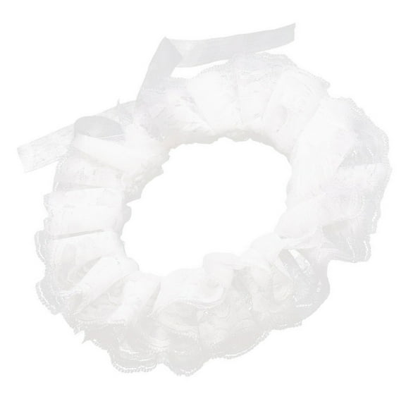 Renaissances Elizabethan Double Layer Ruffled Lace False Collar Vintage Neck Ruff Ties Up Detachable Chokers Shawl Wrap