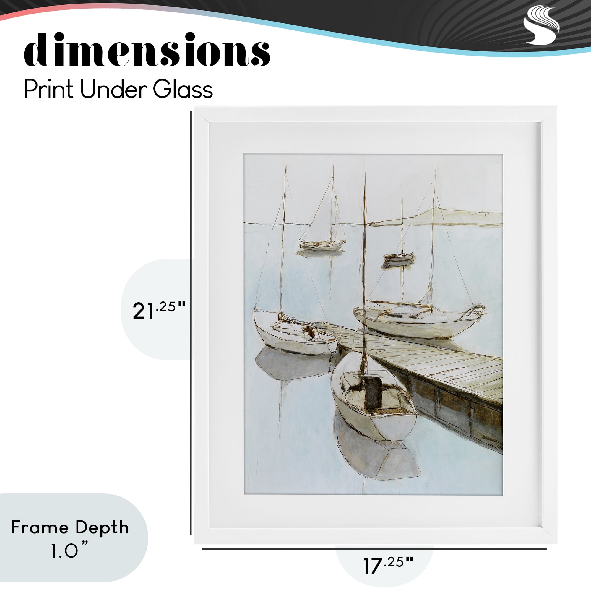 Stupell Industries Docked Sails Coastal Scene White Framed Print Under Glass, design by Lorenzo Collective