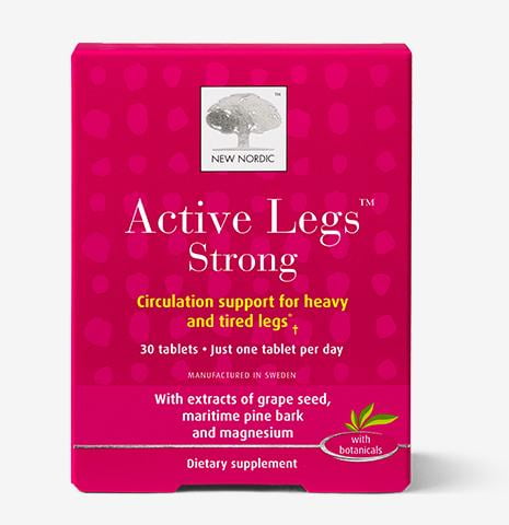 New Nordic Active Legs Strong | Circulation Support for Heavy and Tired Legs | Magnesium, Grape Seed, Maritime Pine Bark | Non-GMO and Gluten Free | 30 Tablets