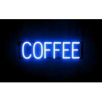 SpellBrite COFFEE LED Sign for Business. 22.7" x 6.3" Blue COFFEE Sign Has Neon Sign Look With Energy Efficient LED Light Source. Visible from 500 Feet, 8 Animation Settings.