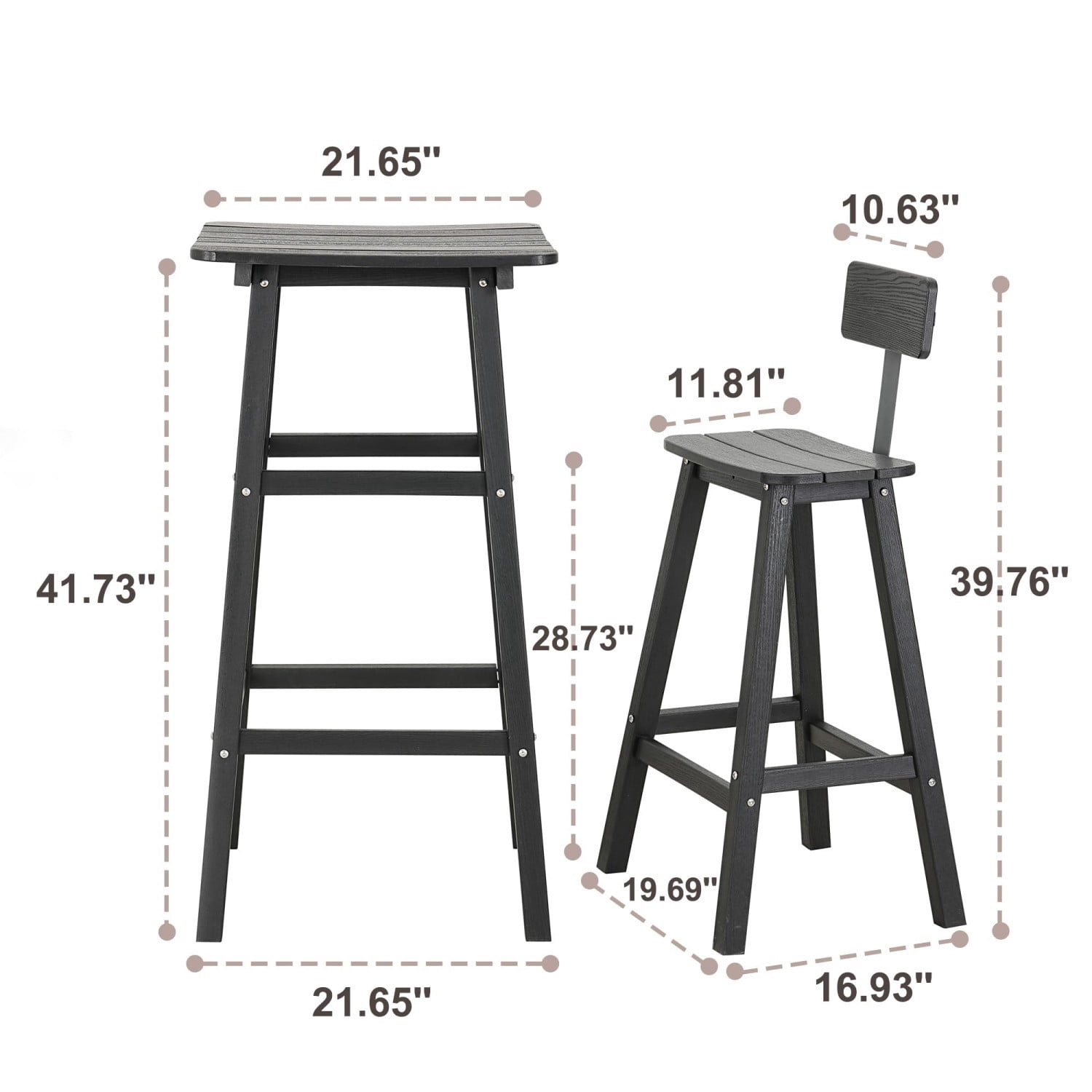 3 Piece Outdoor Counter Height Bar Table Set, 42" Bistro Pub Table with 2 Stools, HDPE Weather Resistant Patio Furniture Set, Black
