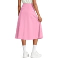 thumbnail image 6 of FRSASU Children's Elastic High Waist A-Line Midi Skirt Stretchy Flared office Knee Length Business Casual Skirts Pink, 6 of 8