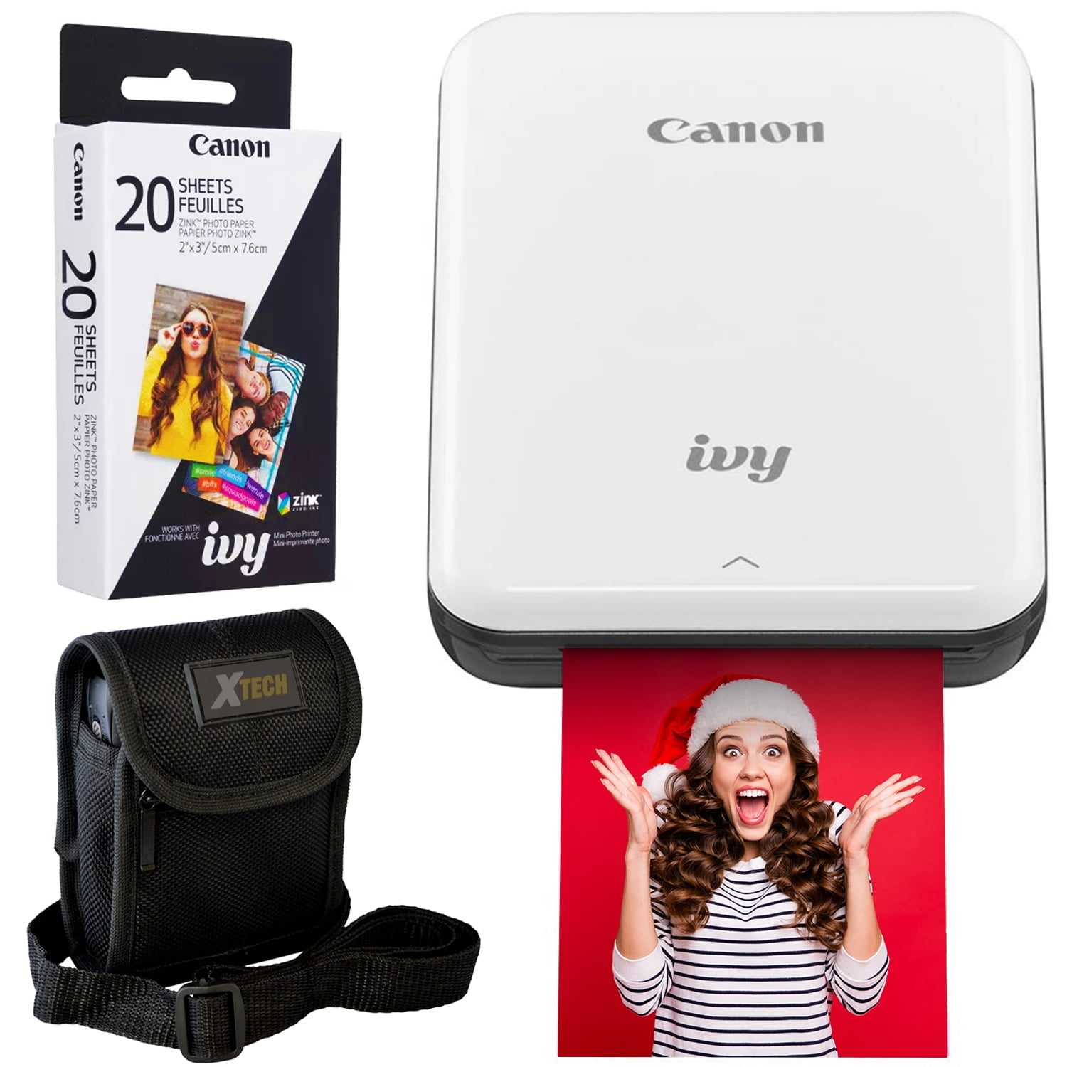 Canon Ivy Mini Photo Printer, Instant Smartphone Printers. 20 ZINK Photo  Paper (2x3), Mini Photo Printer Case, & Cleaning Cloth. Portable,  Bluetooth