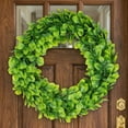 thumbnail image 6 of Aonewoe 16" Artificial Fortune Leaf Wreath for Front Door Green Leaves Wreath for Wall Window Party Wedding Decor Indoor Outdoor, 6 of 14