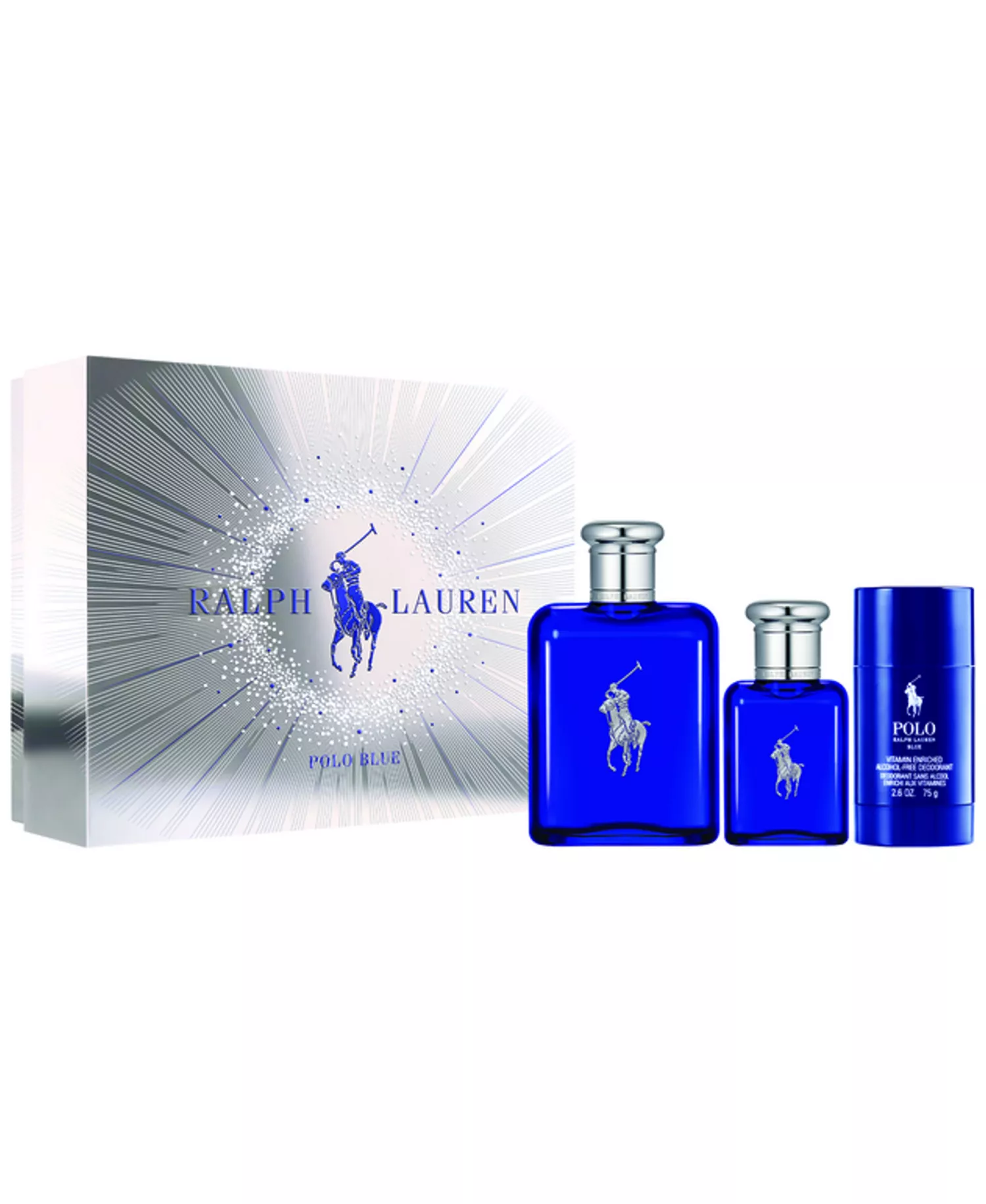 Polo Blue by Ralph Lauren for Men 3 pc set: 4.2 oz EDT Spray +