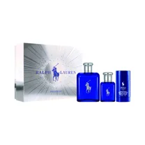 Polo Blue by Ralph Lauren for Men 3 pc set: 4.2 oz EDT Spray   1.36 oz EDT Spray   2.6 oz Alcohol-Free Deodorant Stick