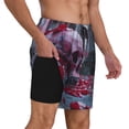 thumbnail image 3 of Picia Gothic Red Skull Cemetery pattern Mens Swim Trunks with Compression Liner Stretch Beach Shorts Quick Dry with Zipper Pockets No-Chafing Board Shorts-Small, 3 of 9