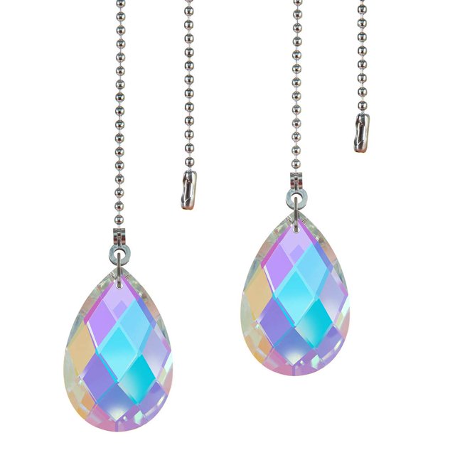 2 PCS Crystal AB Coating Ceiling Fan Pulls Chain Extender Prisms Drop Gifts