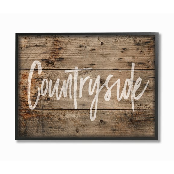 Stupell Countryside Distressed Wood Look Framed Giclee Texture Art 16 x 20