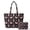 Black-Pink Ribbon Butterfly Floral, variant on DISNIMO Bird Floral Print Quilted Tote Bag Set for Women Pink Ribbon Print Quilted Tote Bag with Matching Makeup Bag Lightweight Shoulder Purse for Breast Cancer Awareness