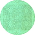 thumbnail image 1 of Ahgly Company Indoor Round Oriental Turquoise Blue Traditional Area Rugs, 4' Round, 1 of 4
