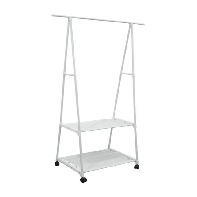 simhoa Clothing Rack Clothes Hanger Stand on Wheels Rolling Storage Hanging Sturdy Organizer Hallway Space Saving Metal Garment Rack White