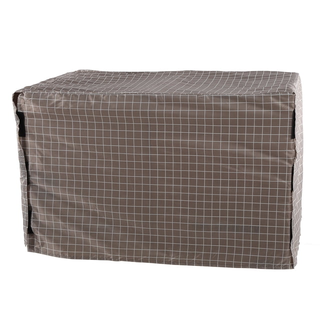 Housse de Protection pour Cage à Chien, Housse de Chenil pour Animaux Design à Crochets et Boucles Endroit Confortable Imperméable Anti-Poussière pour Protection Intérieure Extérieure Carreaux Marron 106.7x69x76cm / 42x27.2x29.9 Po