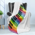 thumbnail image 4 of Music Soft Flannel Fleece Throw Blanket, Vibrant Colored Piano Keyboard Wave Musician Arts Entertainment Harmony Instrument, Cozy Plush for Indoor and Outdoor Use, 60" x 80", Multicolor, by Ambesonne, 4 of 5
