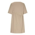 thumbnail image 3 of Robe d'Été pour Femmes avec Manches Mode Décontractée Col en V Manches Courtes Bouton Poche Coton Lin Robe d'Été avec Manches pour Femmes Robe d'Été Courte pour Femmes, 3 of 5
