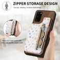 thumbnail image 5 of Nalacover Case for Samsung Galaxy S20 FE Wallet Case with Card Slots Zipper Pocket, Floral Pattern PU Leather Flip Kickstand Cover for Women Girls, RFID Blocking Shockproof Case, Brown, 5 of 9