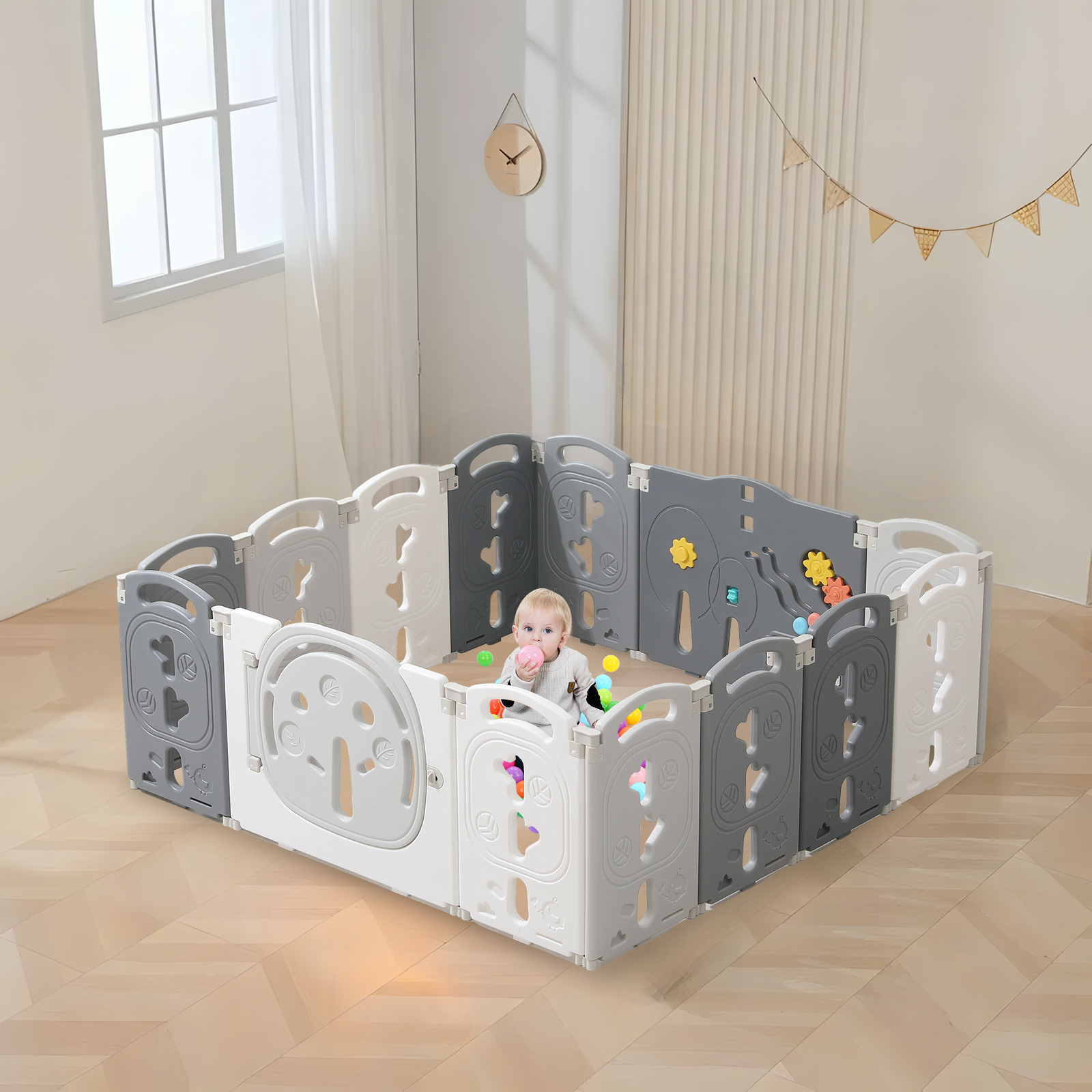 Kids and Toddlers' Playpen,Kids Activity Center Safety Play Yard for Indoor&Outdoor,Plastic,Portable,59"x59"