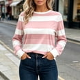thumbnail image 2 of fatyb Women's Long Sleeve Striped T-Shirts Casual Crewneck Basic Tops Color Block Womens Tee Blouses, 2 of 7
