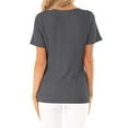 thumbnail image 4 of Women Short Sleeve Crossed Surplice Button Tops, 4 of 5