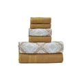 thumbnail image 1 of Juego de 6 Toallas Reversibles de Hilo Jacquard teñido, Toallas de baño, Toallas de Mano y paños de baño, súper absorbentes y de Secado rápido, algodón Peinado, Dorado, 1 of 4